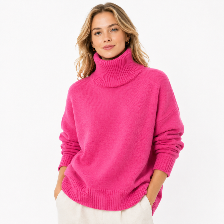 Dame Rullekrave i Jersey | Oversized Pasform & Lange Ærmer | Pullover Til Hverdagsbrug, Efterår & Vinter | Vanero