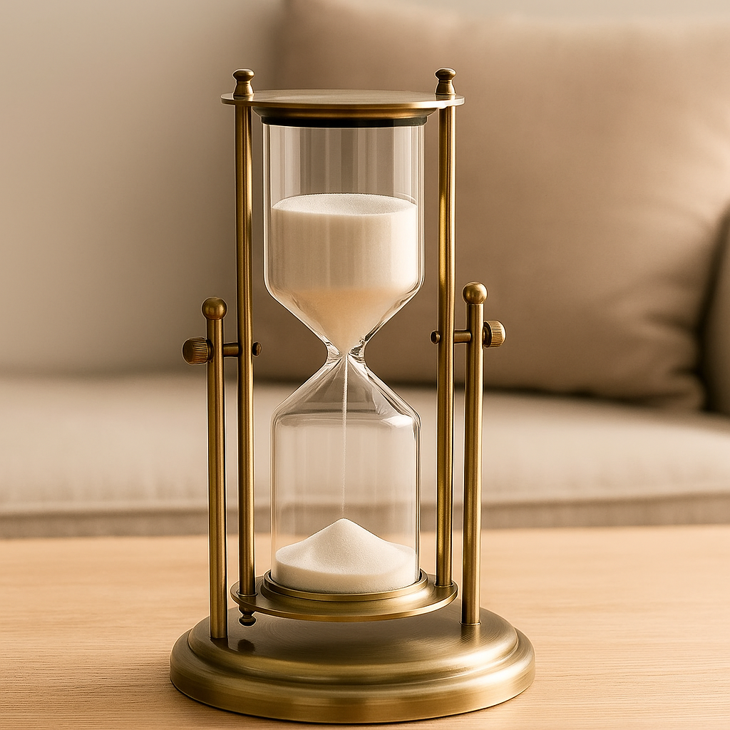 Tidens Flyd | Timemuse Klart Timeglas til Produktivt & Stilfuldt Arbejdsområde | Vanero