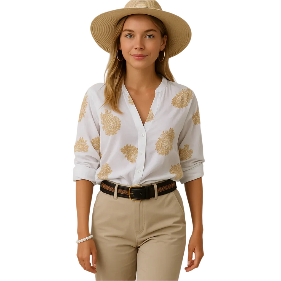 Dame Bluse | Langærmet Bohemebluse | Hverdagsbrug Og Ferie | Vanero