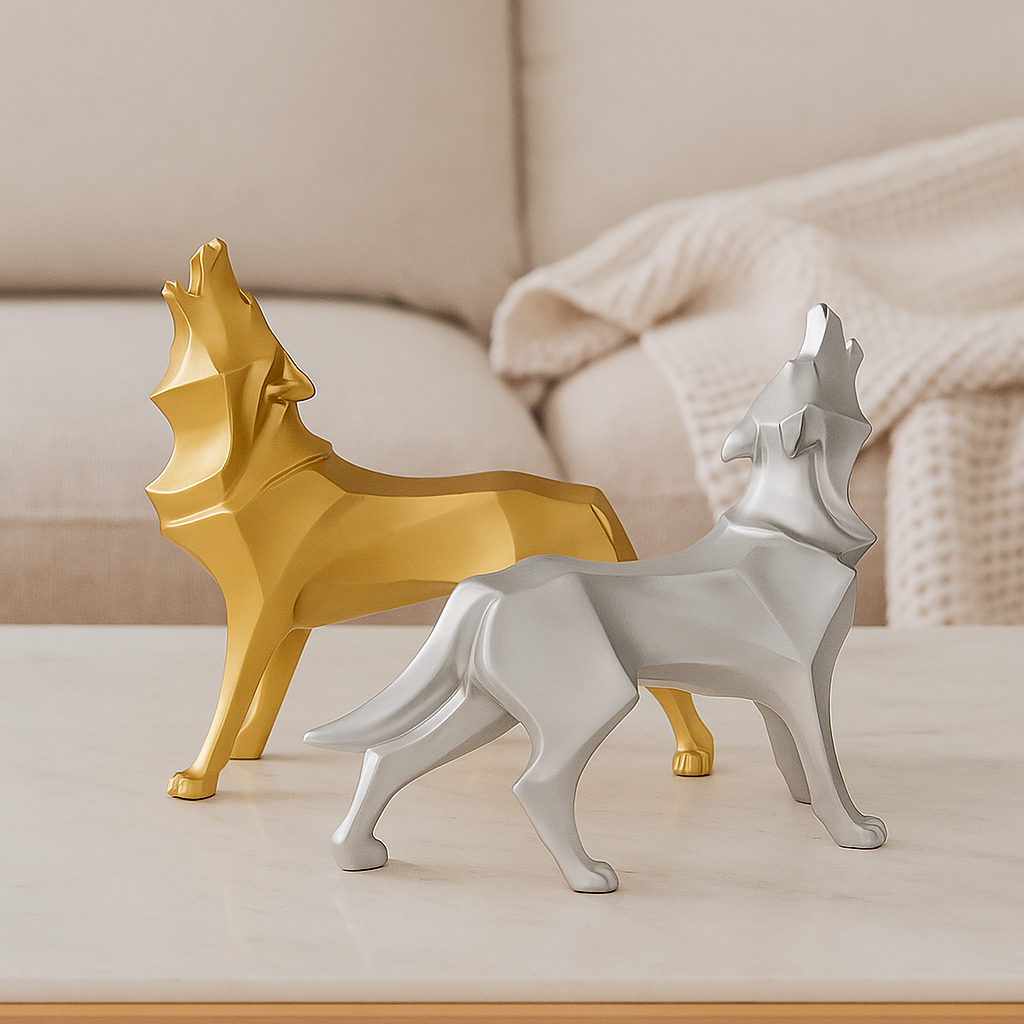 LupoForm | Geometrisk Ulvestatue med Skarpvinklet Design til Moderne Rum | Vanero