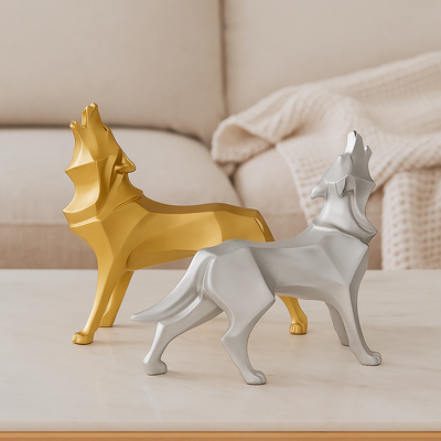LupoForm | Geometrisk Ulvestatue med Skarpvinklet Design til Moderne Rum | Vanero