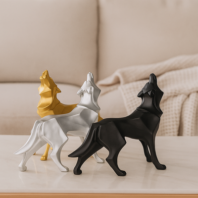 LupoForm | Geometrisk Ulvestatue med Skarpvinklet Design til Moderne Rum | Vanero