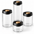 Glasbeholder Til Kaffe | Borosilikatglas & Lufttæt Vakuumlåg | Transparent Opbevaringsglas Til Kaffebønner & Tørvarer | Vanero