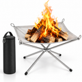 Sammenklappelig Bålholder | Rustfrit Stålnet & Justerbar Højde | Transportabel Bålholder Til Camping, Have & Strand | Vanero
