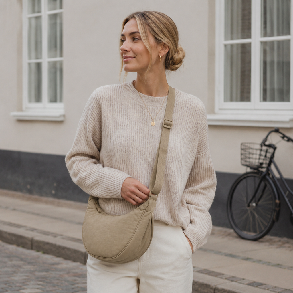Dame Crossbody Taske i Polyester & Nylon | Justerbar Rem & Flere Lommer | Kompakt Sling Skuldertaske Til Hverdagsbrug | Vanero