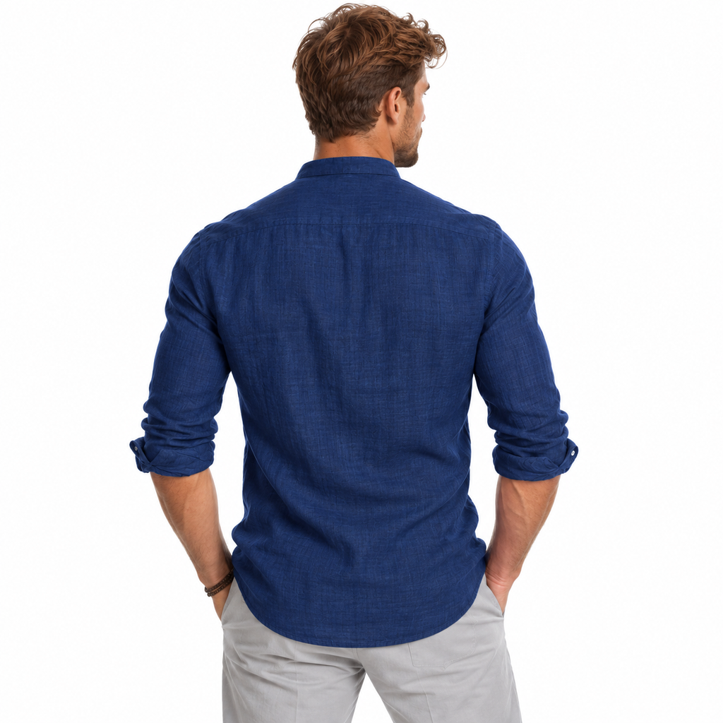 Herre Linnedskjorte | Regular Fit & Let Konstruktion | Klassisk Skjorte Til Hverdag, Ferie, Fritid & Sommerbrug | Vanero