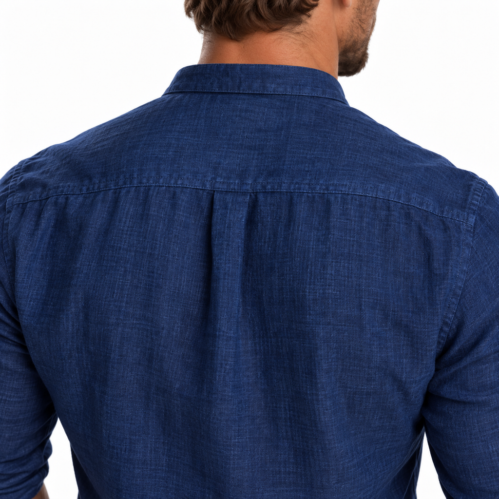 Herre Linnedskjorte | Regular Fit & Let Konstruktion | Klassisk Skjorte Til Hverdag, Ferie, Fritid & Sommerbrug | Vanero