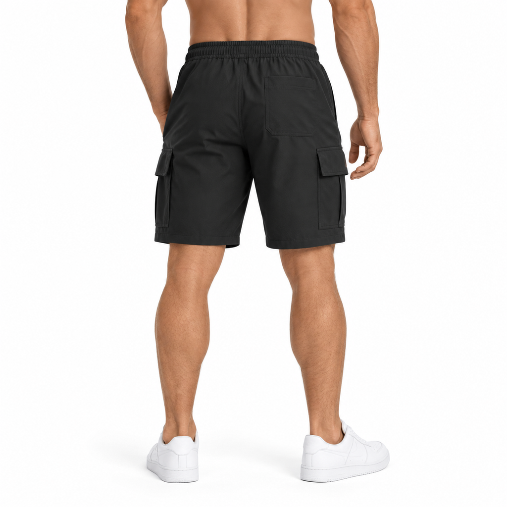 Herre Cargo Shorts | Polyesterblanding & Elastisk Talje | Regular Fit Shorts Med Flere Lommer Til Hverdag, Fritid & Sommer | Vanero