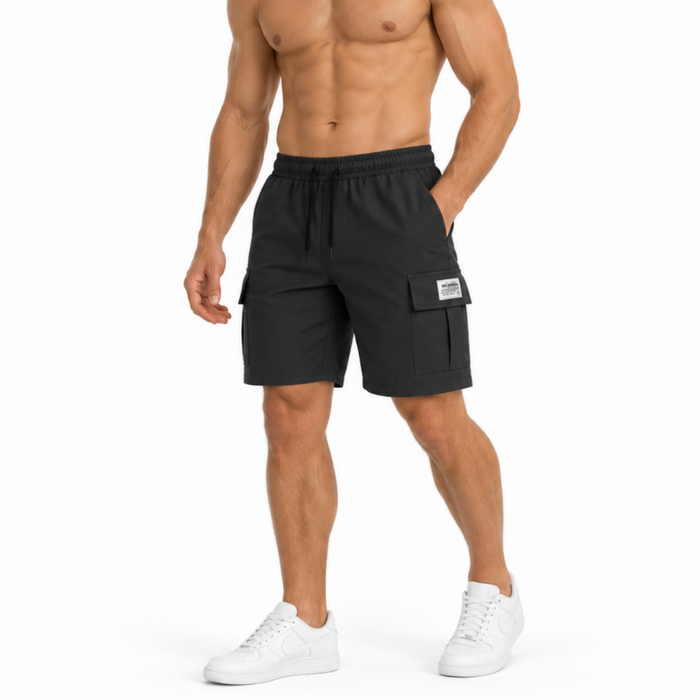 Herre Cargo Shorts | Polyesterblanding & Elastisk Talje | Regular Fit Shorts Med Flere Lommer Til Hverdag, Fritid & Sommer | Vanero