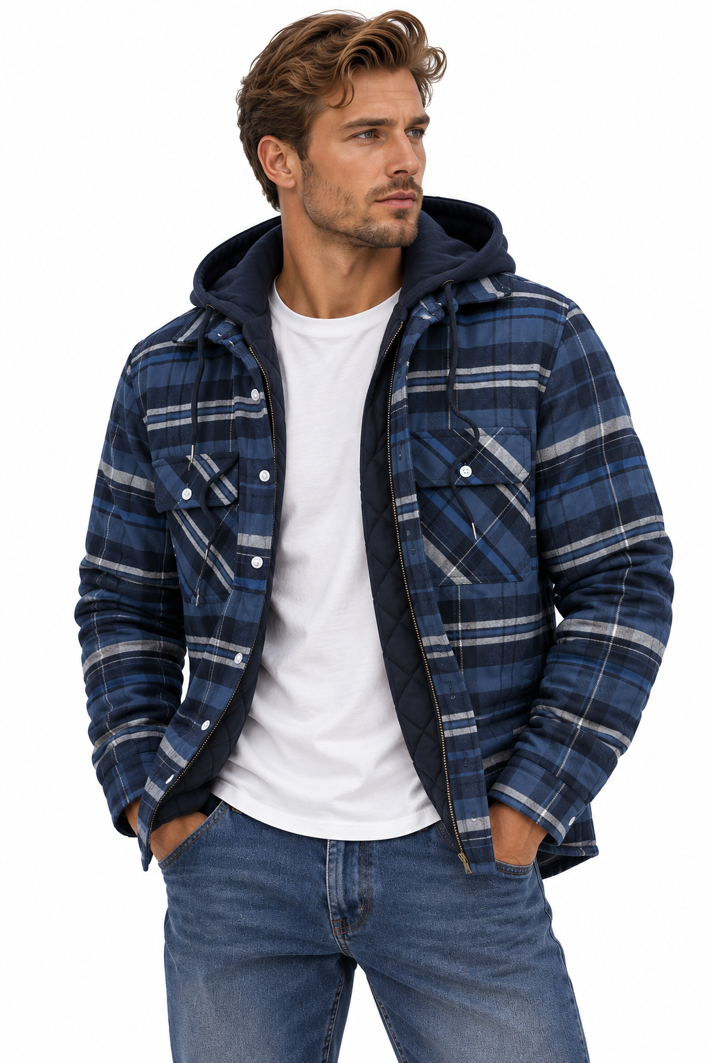Herre Quiltet Jakke | Polyester & Let Polstring | Regular Fit Overtøj Med Geometrisk Quiltning Til Hverdag & Efterår | Vanero