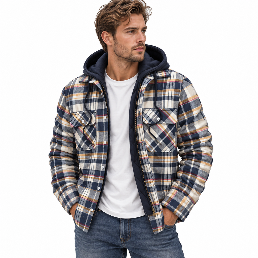 Herre Quiltet Jakke | Polyester & Let Polstring | Regular Fit Overtøj Med Geometrisk Quiltning Til Hverdag & Efterår | Vanero