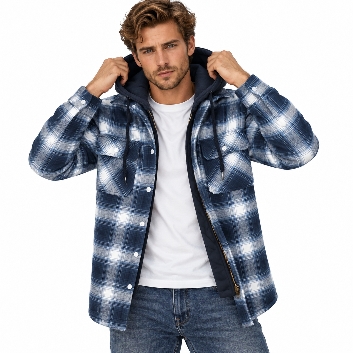 Herre Quiltet Jakke | Polyester & Let Polstring | Regular Fit Overtøj Med Geometrisk Quiltning Til Hverdag & Efterår | Vanero