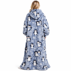 Oversized Tæppepullover Med Hætte | 100 % Polyester-Flanell-Fleece | Langt Bærbart Tæppe Med Stor Frontlomme | Vanero