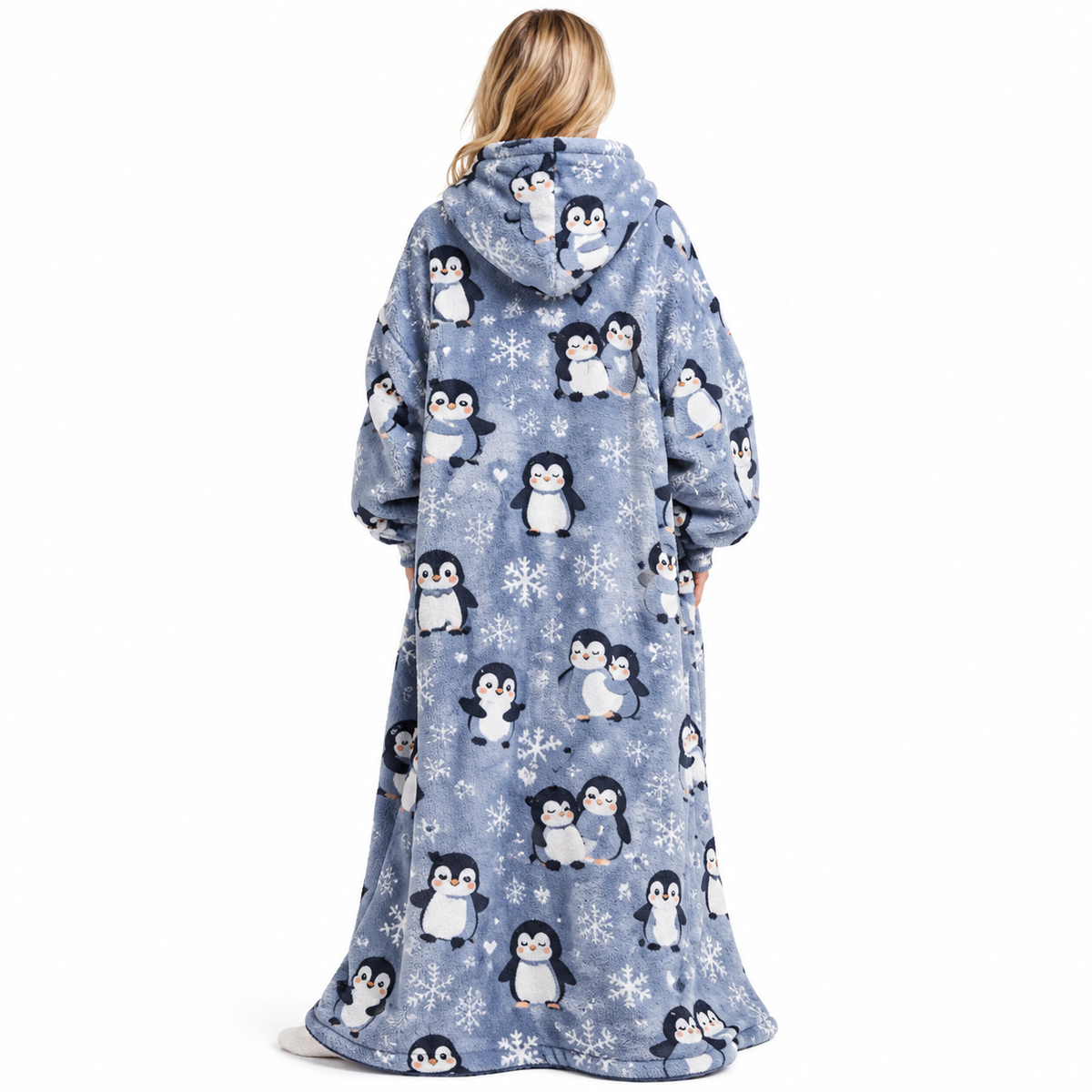 Oversized Tæppepullover Med Hætte | 100 % Polyester-Flanell-Fleece | Langt Bærbart Tæppe Med Stor Frontlomme | Vanero