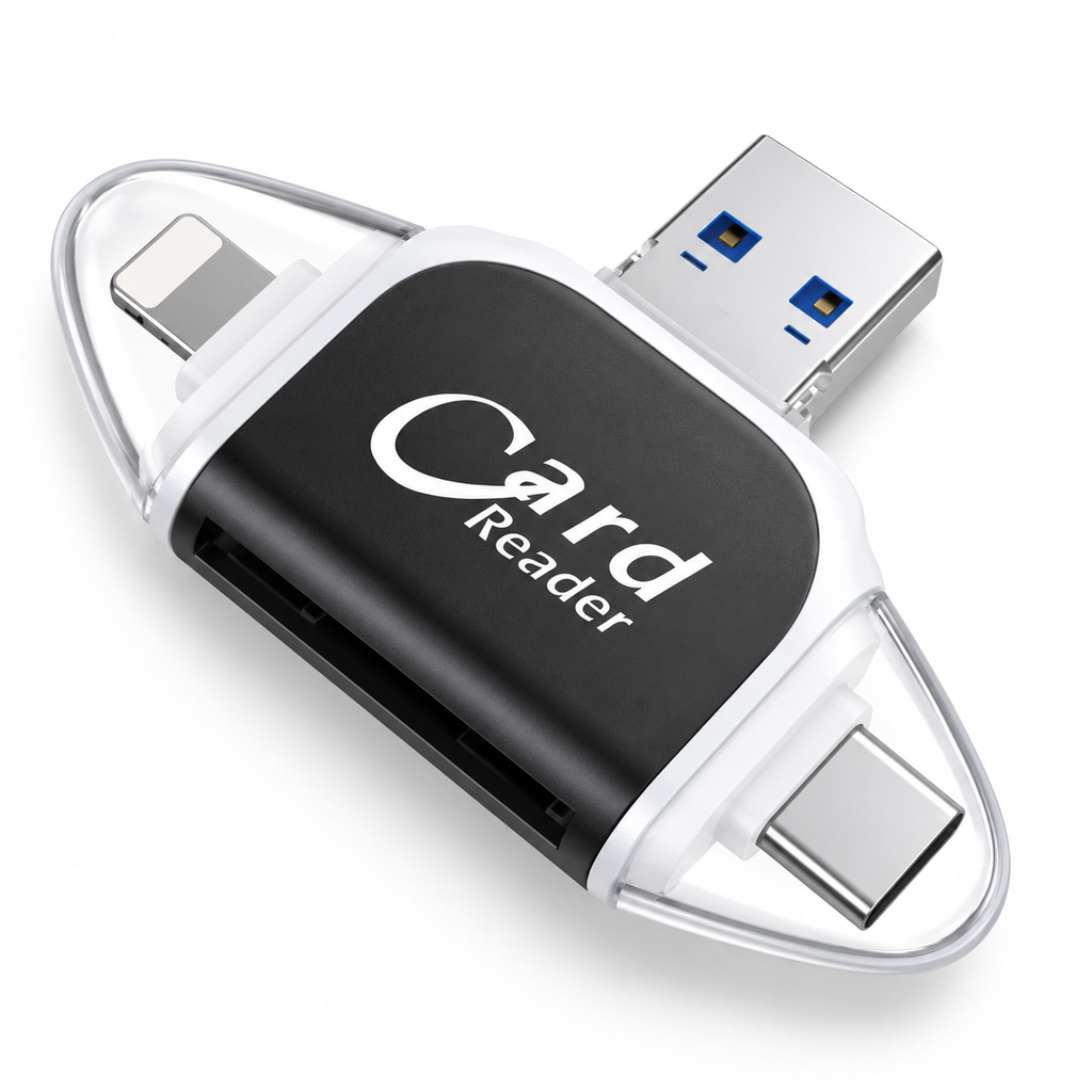 4-i-1 Hukommelseskortlæser | SD, SDHC, SDXC & MicroSD Understøttelse | Kompakt USB-Kortadapter Til Filadgang & Dataoverførsel | Vanero