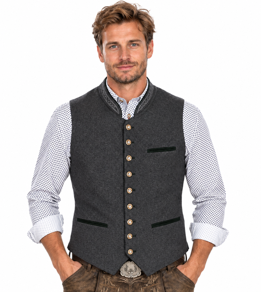Herre Traditionel Vest | Klassisk Design Med Knaplukning | Tekstilvest Til Festivaler, Festlige Anledninger & Hverdagsbrug | Vanero