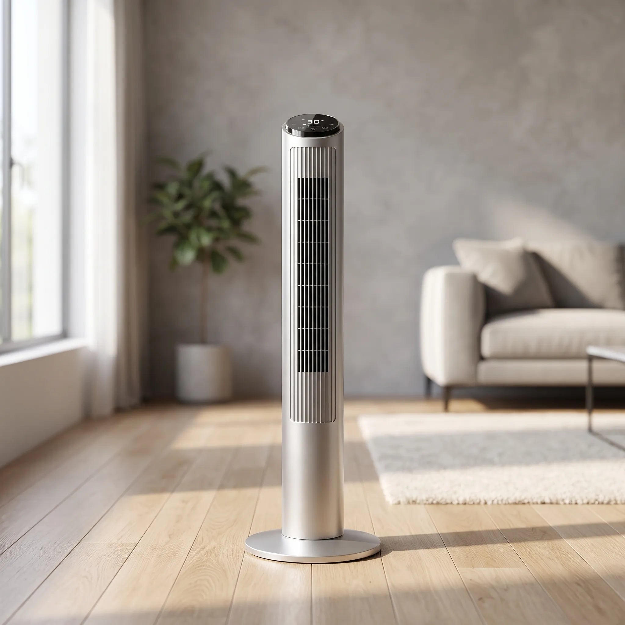 Tårnventilator | WiFi Tårnventilator Med Fjernbetjening Og Touchskærm | Hjem Og Kontor | Vanero