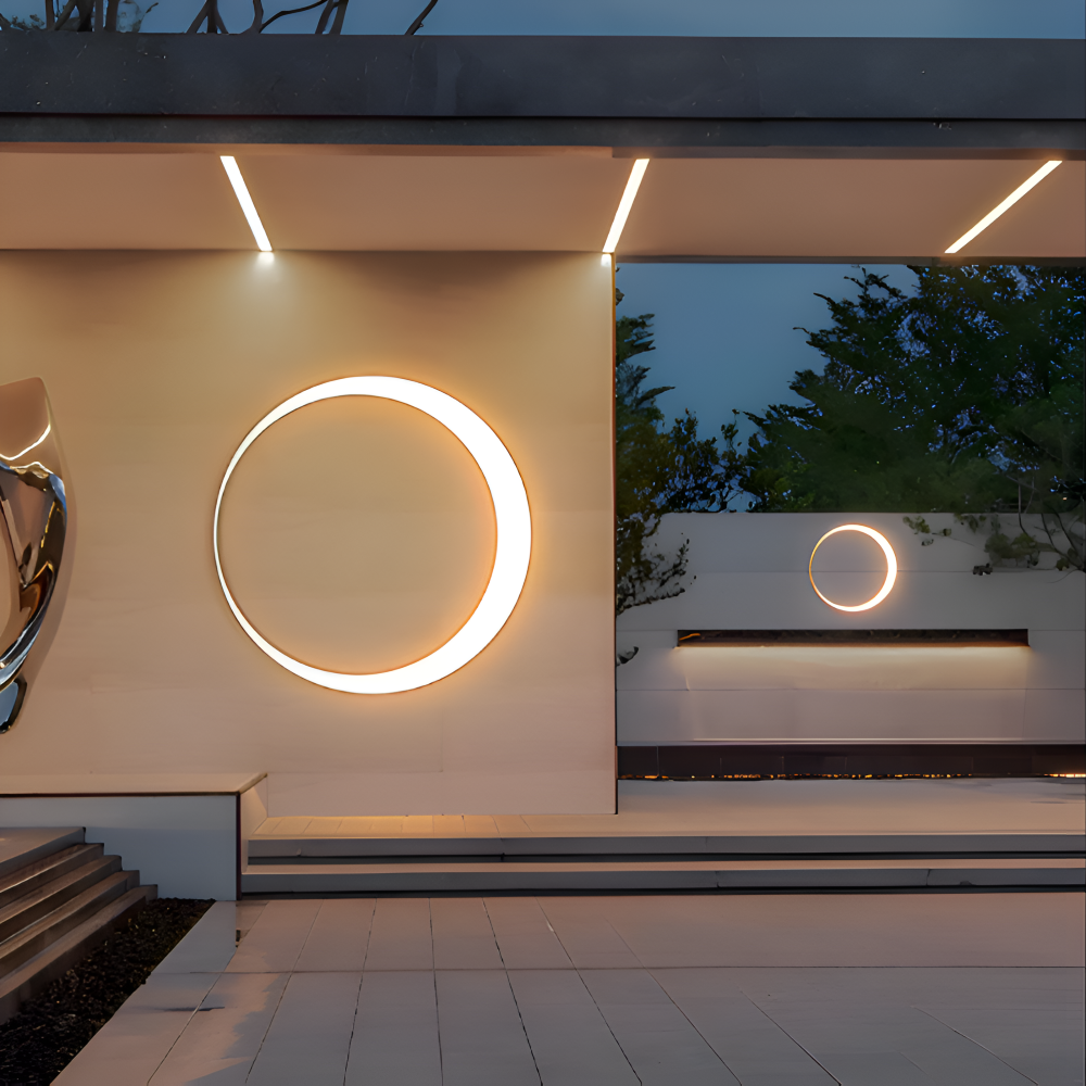 Rund LED Væglampe Udendørs Armatur | Aluminium Polykarbonat Konstruktion | Facade Indgang Terrasse & Udendørs Belysning | Vanero