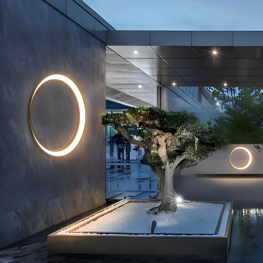 Rund LED Væglampe Udendørs Armatur | Aluminium Polykarbonat Konstruktion | Facade Indgang Terrasse & Udendørs Belysning | Vanero