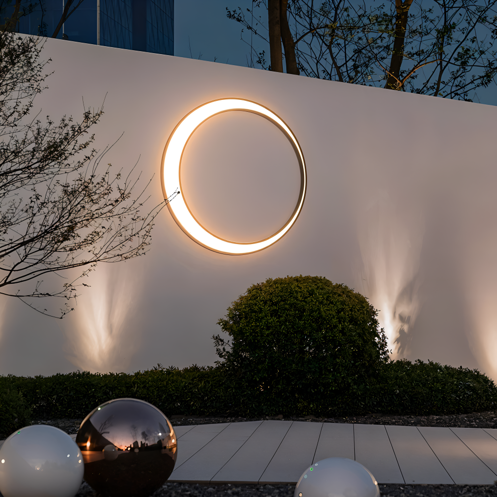 Rund LED Væglampe Udendørs Armatur | Aluminium Polykarbonat Konstruktion | Facade Indgang Terrasse & Udendørs Belysning | Vanero