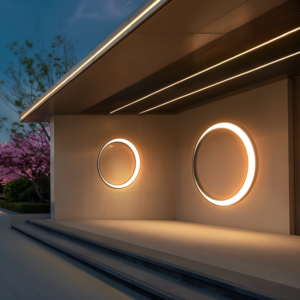 Rund LED Væglampe Udendørs Armatur | Aluminium Polykarbonat Konstruktion | Facade Indgang Terrasse & Udendørs Belysning | Vanero