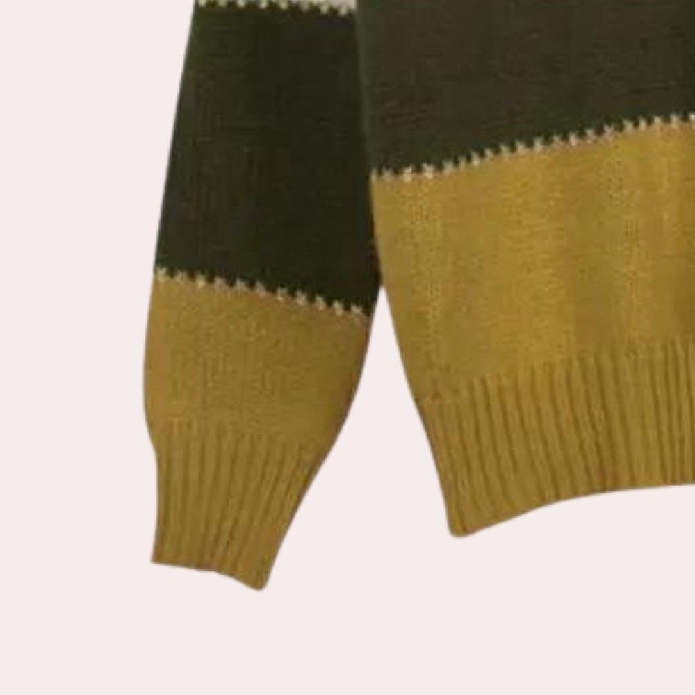 Dametrøje Bomuldsblanding Strik | Afslappet Pasform Sweater | Stribet Design Med Ribkanter til Hverdags- & Arbejdsbrug | Vanero