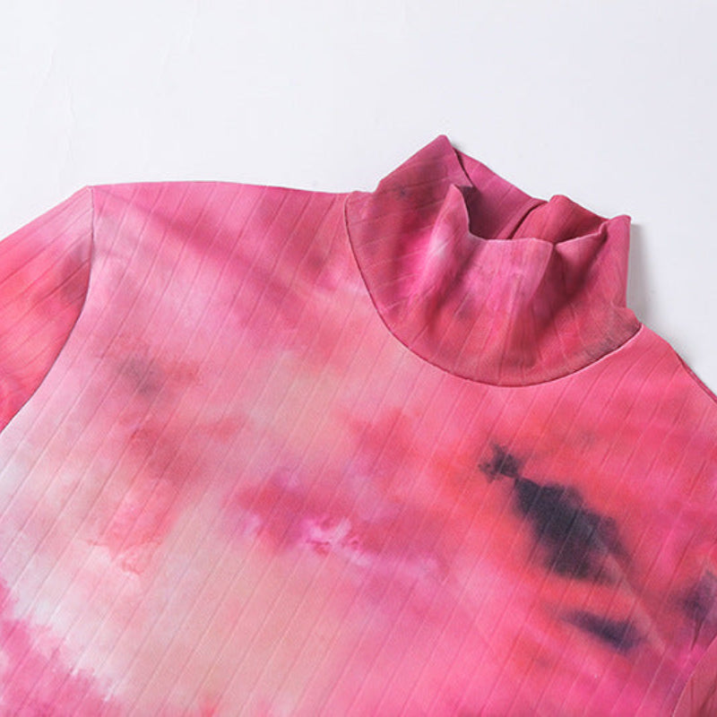 Dame Sommerkjole Polyester | Afslappet Pasform Kjole | Tie-Dye Mønster og Sommerfugleærmer til Hverdags- og Fritidsbrug | Vanero