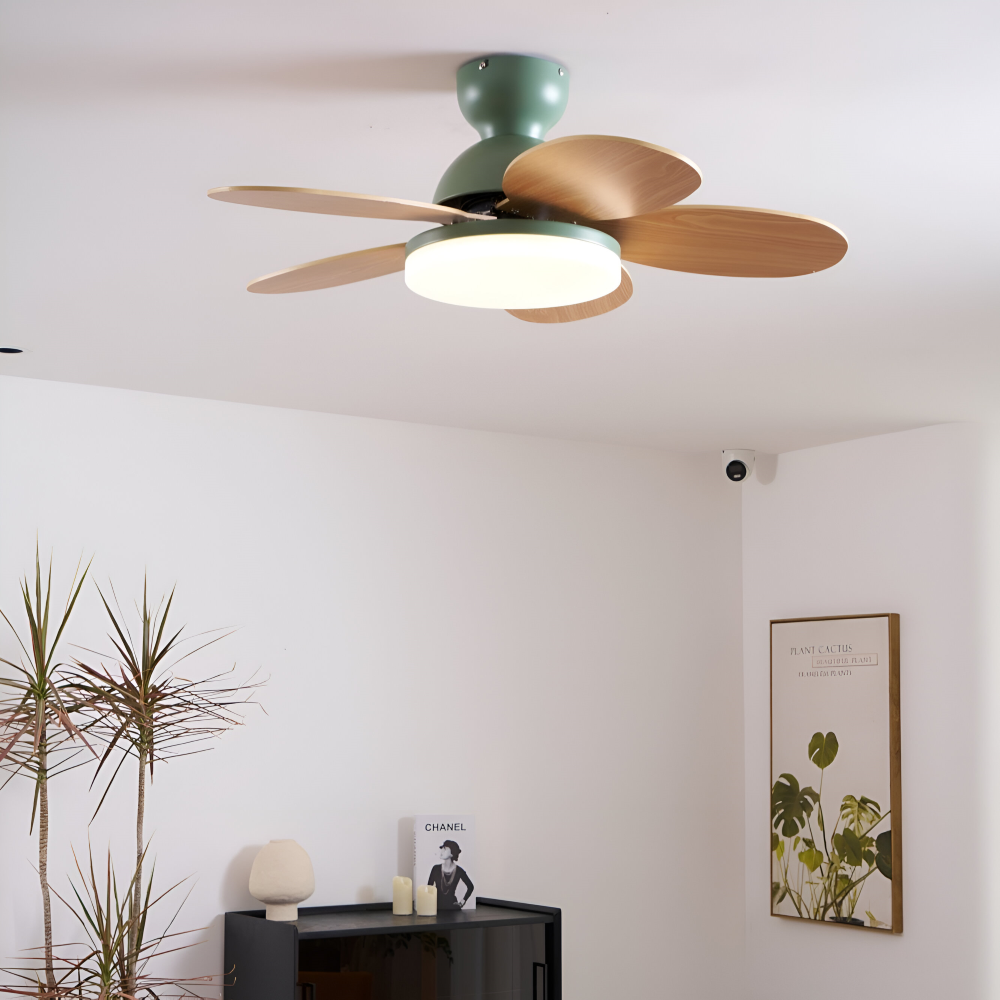 Farverig Blomsterblad Design Loftventilator | Integreret LED Lys | Vanero