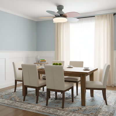 Farverig Blomsterblad Design Loftventilator | Integreret LED Lys | Vanero