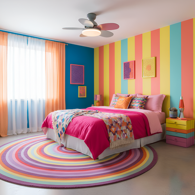 Farverig Blomsterblad Design Loftventilator | Integreret LED Lys | Vanero