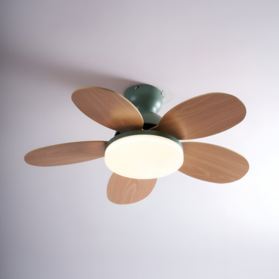 Farverig Blomsterblad Design Loftventilator | Integreret LED Lys | Vanero