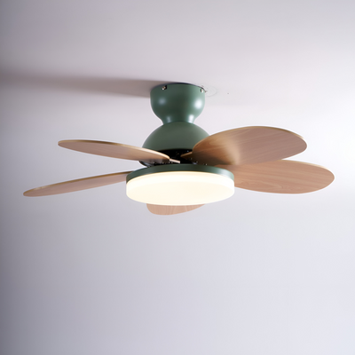 Farverig Blomsterblad Design Loftventilator | Integreret LED Lys | Vanero