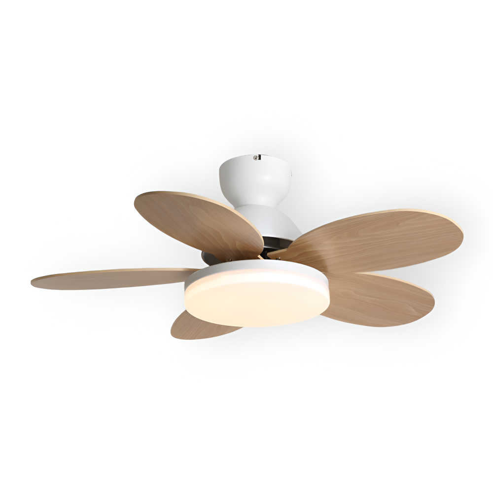 Farverig Blomsterblad Design Loftventilator | Integreret LED Lys | Vanero