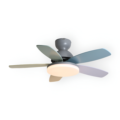 Farverig Blomsterblad Design Loftventilator | Integreret LED Lys | Vanero