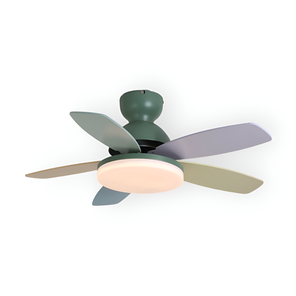 Farverig Blomsterblad Design Loftventilator | Integreret LED Lys | Vanero