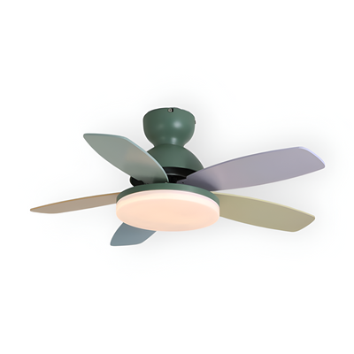 Farverig Blomsterblad Design Loftventilator | Integreret LED Lys | Vanero