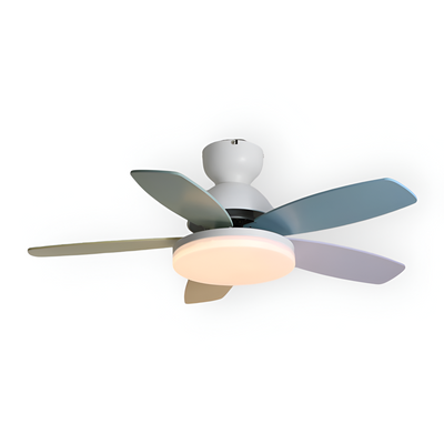 Farverig Blomsterblad Design Loftventilator | Integreret LED Lys | Vanero