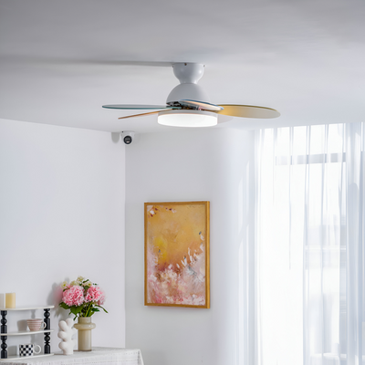 Farverig Blomsterblad Design Loftventilator | Integreret LED Lys | Vanero