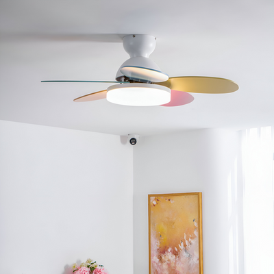 Farverig Blomsterblad Design Loftventilator | Integreret LED Lys | Vanero