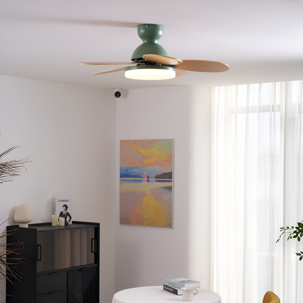 Farverig Blomsterblad Design Loftventilator | Integreret LED Lys | Vanero