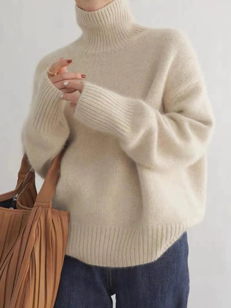Isabella Kashmirblanding | Regular Fit Rullekrave Sweater | Langærmet Strikdesign til Daglig Brug & Kølige Sæsoner | Vanero