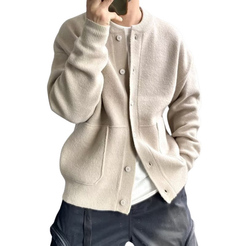 Cardigan Kashmirblanding Strik | Regular Fit Cardigan | Knaplukning Foran til Hverdags- & Køligt Vejr Brug | Vanero