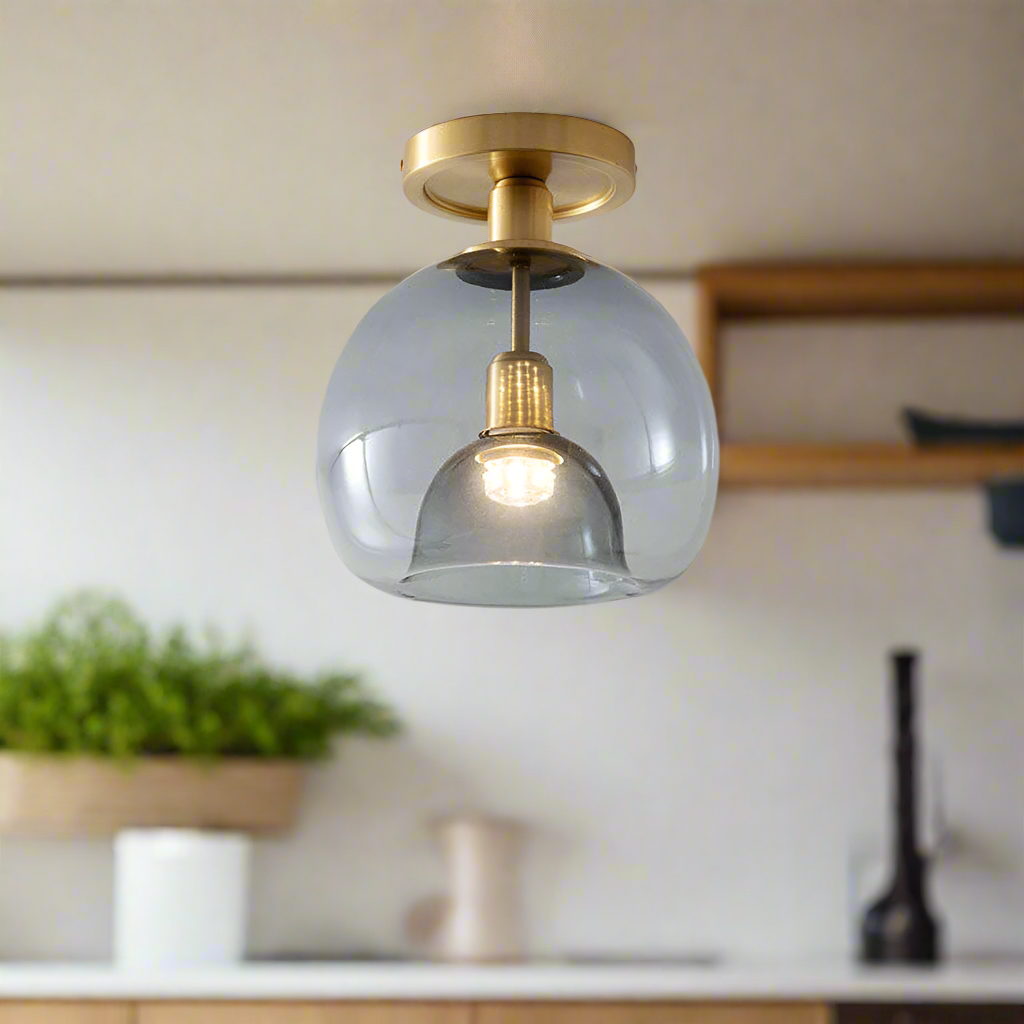 Moderne l grå loftslampe til gangen i glas l Vanero