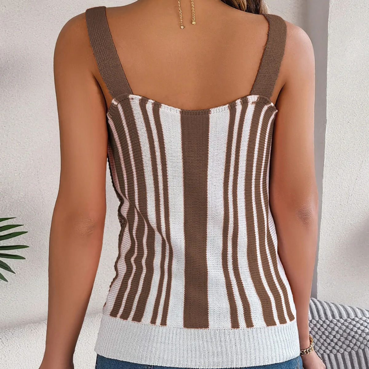 Dame Sommertop I Viskose | Ærmeløs Top Med Hækledetaljer Og Strikket Look | Hverdagsbrug | Vanero