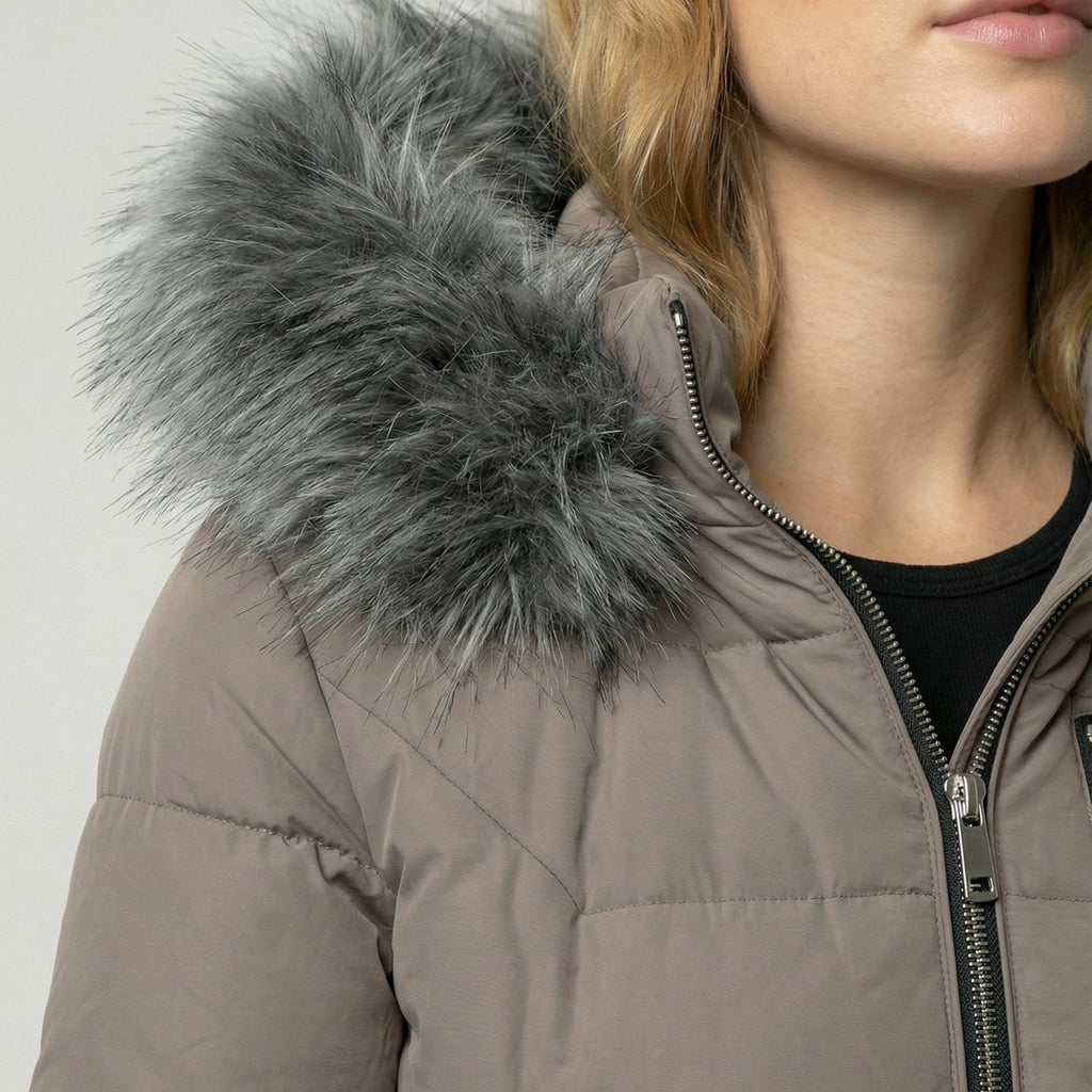 Dame Vinterjakke Polyester | Regular Fit Jakke Med Aftagelig Kunstpelskrave | Til Hverdagsbrug & Vinter | Vanero