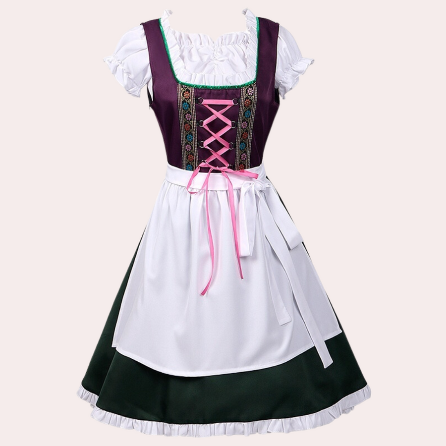 Damekjole Tekstilmateriale | Regular Fit Dirndl Kjole med Forklæde | Snøreliv Design til Oktoberfest & Kulturelle Arrangementer | Vanero