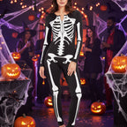 Dame Skelet Heldragt | Elastisk Stof Med Lynlåslukning Foran | Helkropskostume Til Halloween & Karneval | Vanero
