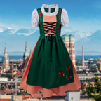Dame Dirndl Sæt Blandet Tekstilmateriale | Almindelig Pasform Folkedragt | Broderet Forklæde Med Snøreliv Til Oktoberfest | Vanero