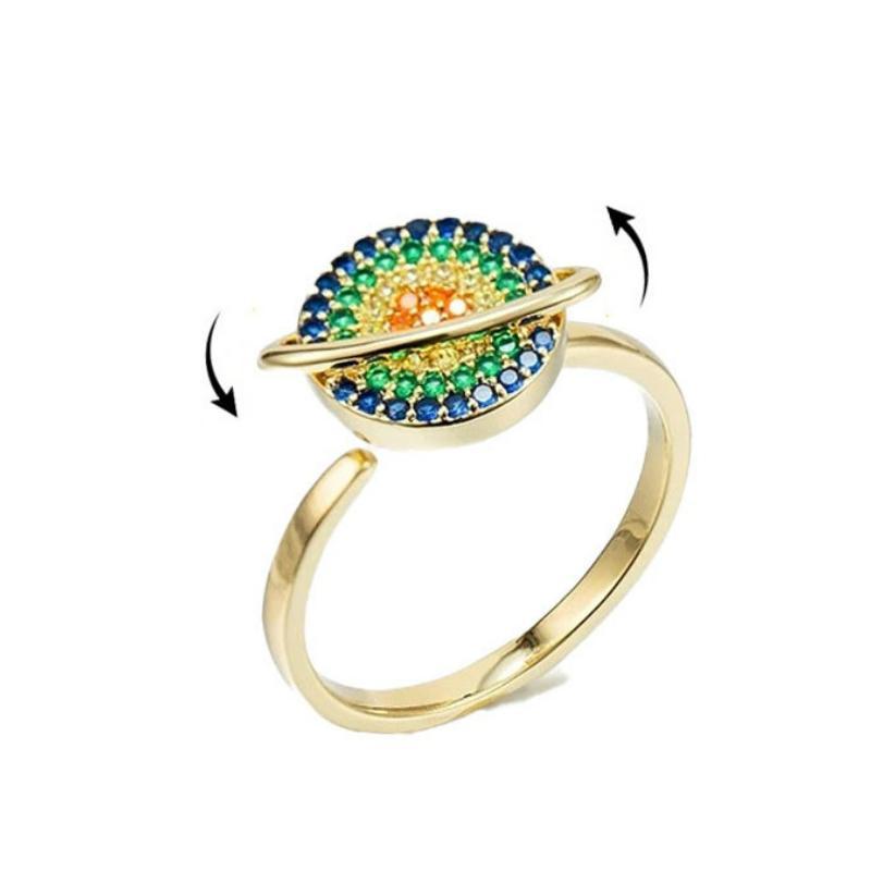 Galaktisk Serenity Legering Konstruktion | Justerbar Snurrende Ring | Roterende Galakseinspireret Design til Hverdagsbrug | Vanero
