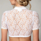 Dame Hvid Dirndl-Bluse | Blondedetaljer & Traditionel Pasform | Oktoberfest Top Til Festivaler & Temabegivenheder | Vanero